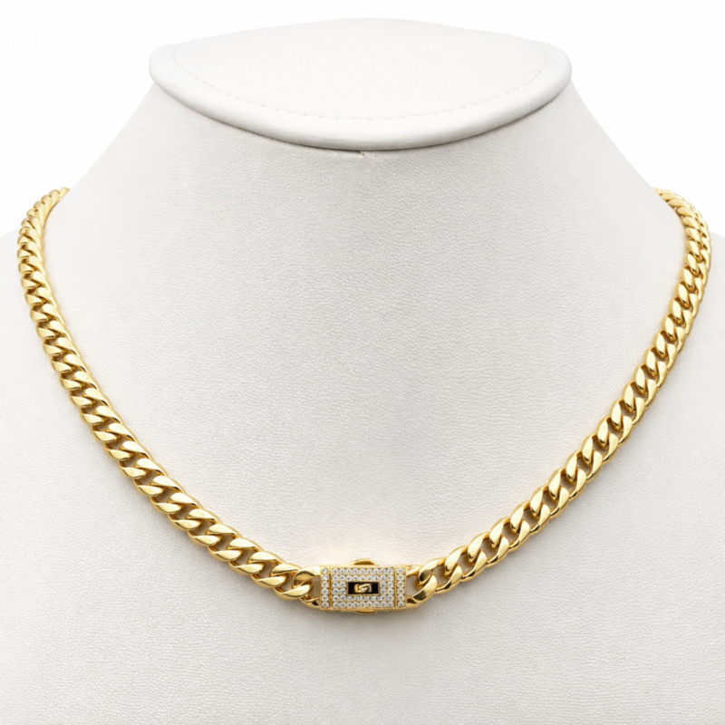 Lant Cuban Monaco Placat cu Aur 18K, 6mm