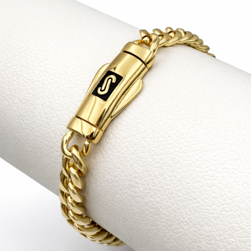 Bratara Cuban Monaco Reglabila Placata cu Aur 18K, 6mm