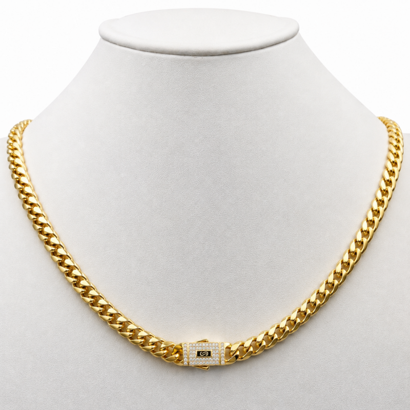 Lant Cuban Monaco Placat cu Aur 18K, 6mm