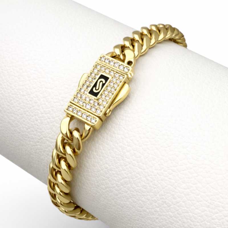 Bratara Cuban Monaco Placata cu Aur 18K, 6mm