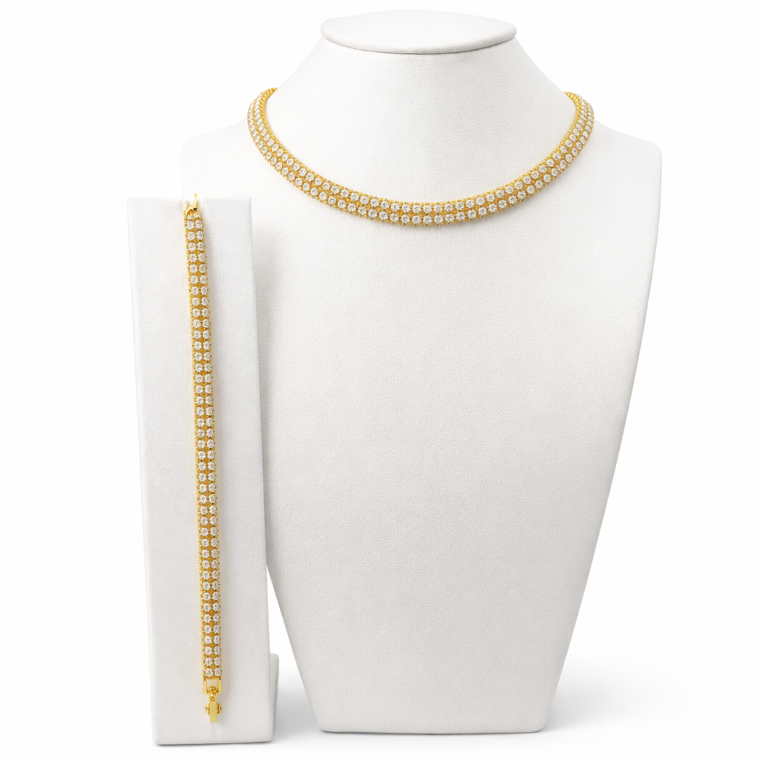 Set Lant si Bratara Tennis Placat cu Aur 18K, 5mm