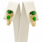 Cercei Green Diamond Placati cu Aur 18K