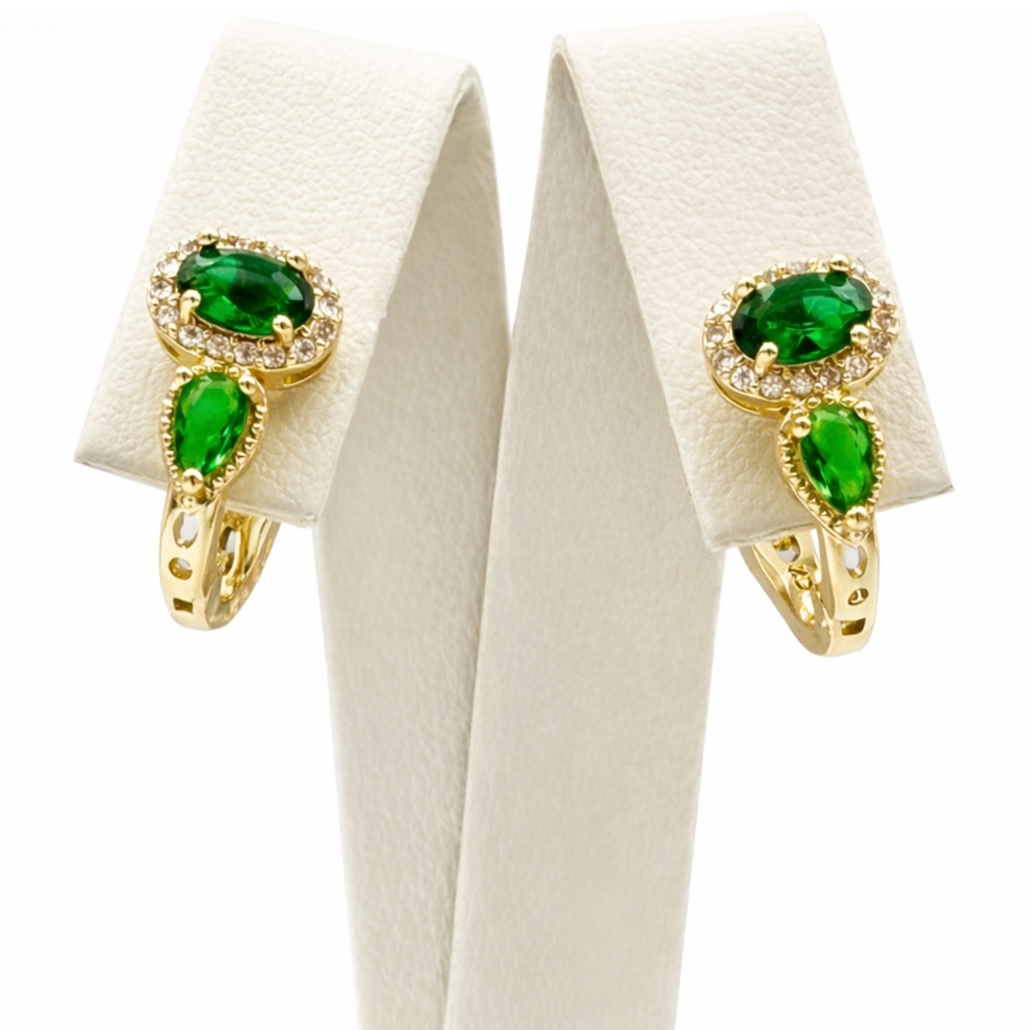 Cercei Green Diamond Placati cu Aur 18K