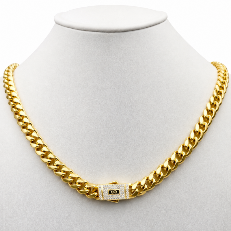 Lant Cuban Monaco Placat cu Aur 18K, 8mm
