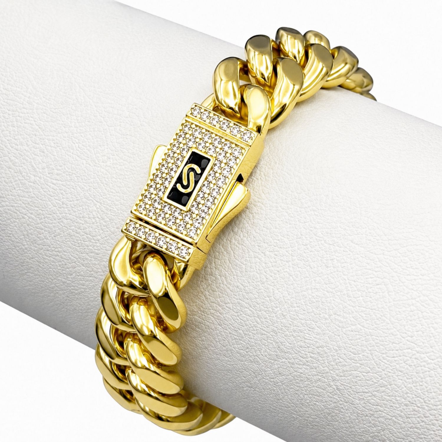 Bratara Cuban Monaco Placata cu Aur 18K, 10mm